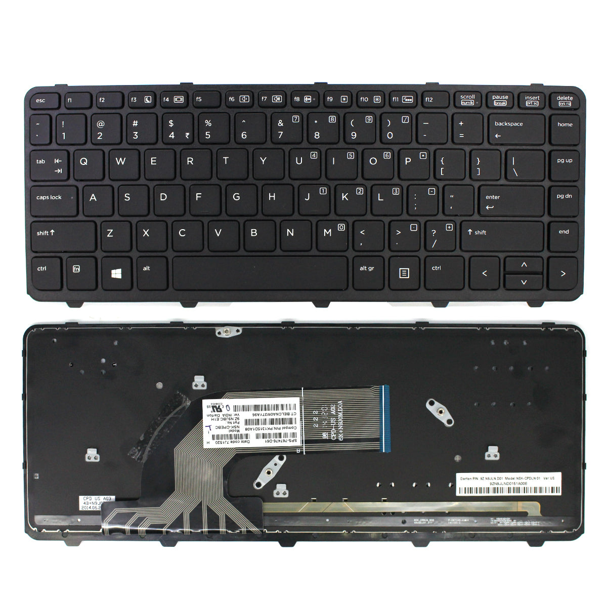 US Backlit Black Keyboard Replacement for 430 G2 440 G0 440 G1 440 G2 445 G1 G2 640 G1 645 G1 — image 2