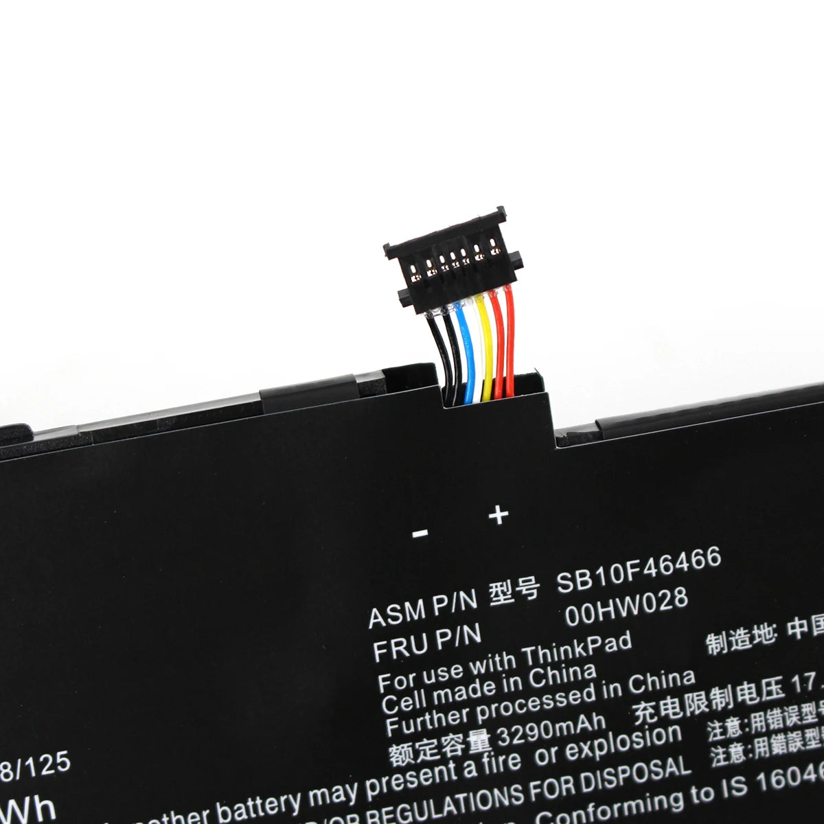 00HW028 01AV439 Laptop Battery 15.2V 52Wh — Connector and part label