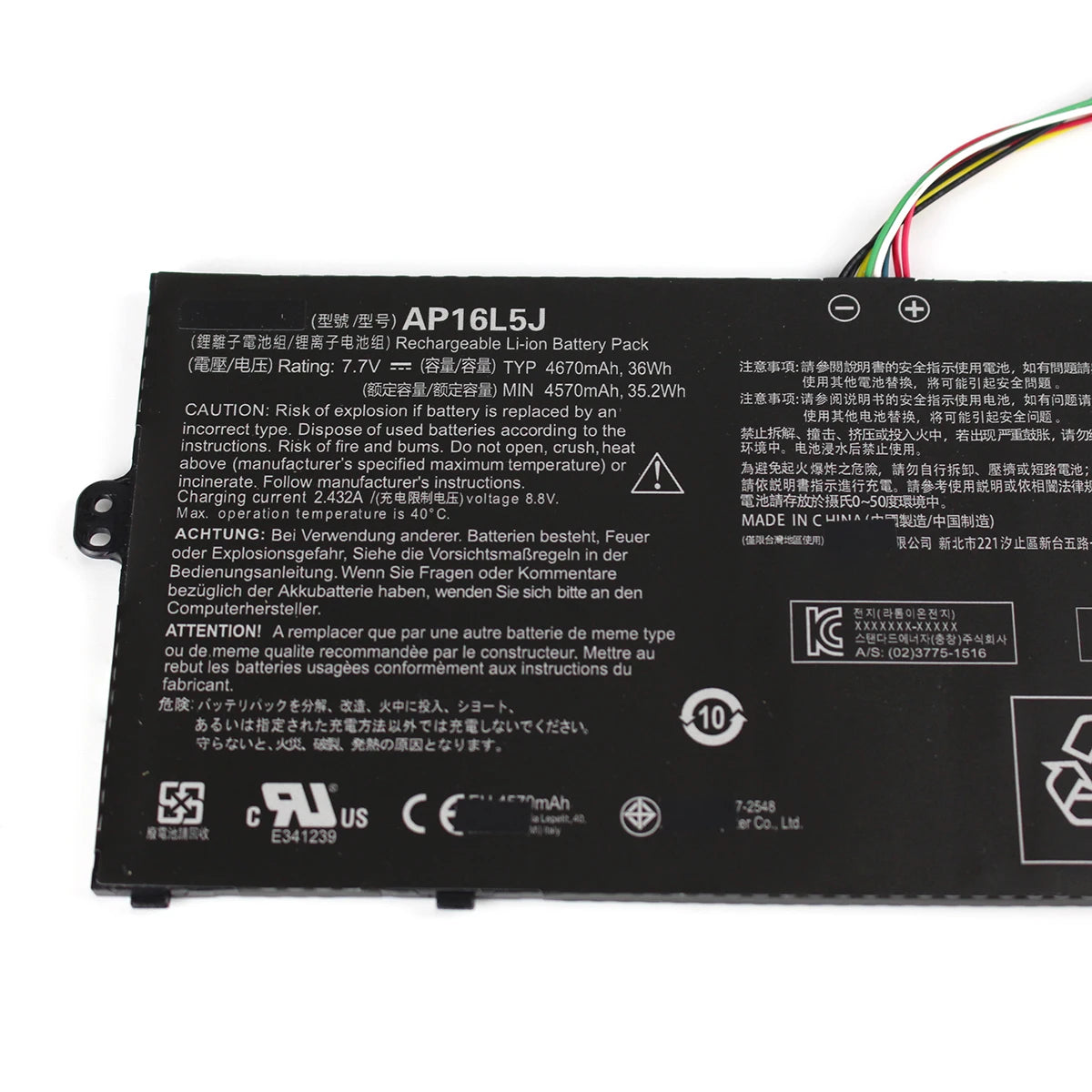 AP16L5J Laptop Battery 7.7V 36Wh 4670mAh — product view 3