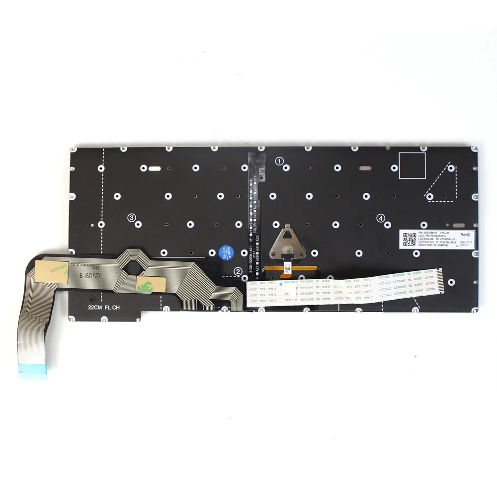 T14s Gen 3 Gen 4 Backlit Laptop Keyboard RU/US — Keyboard underside and ribbon cables