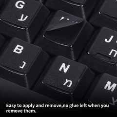 Hebrew Keyboard Stickers Waterproof ABS Material Black Background Blue Letters PC Laptop Keyboard Replacement — image 3
