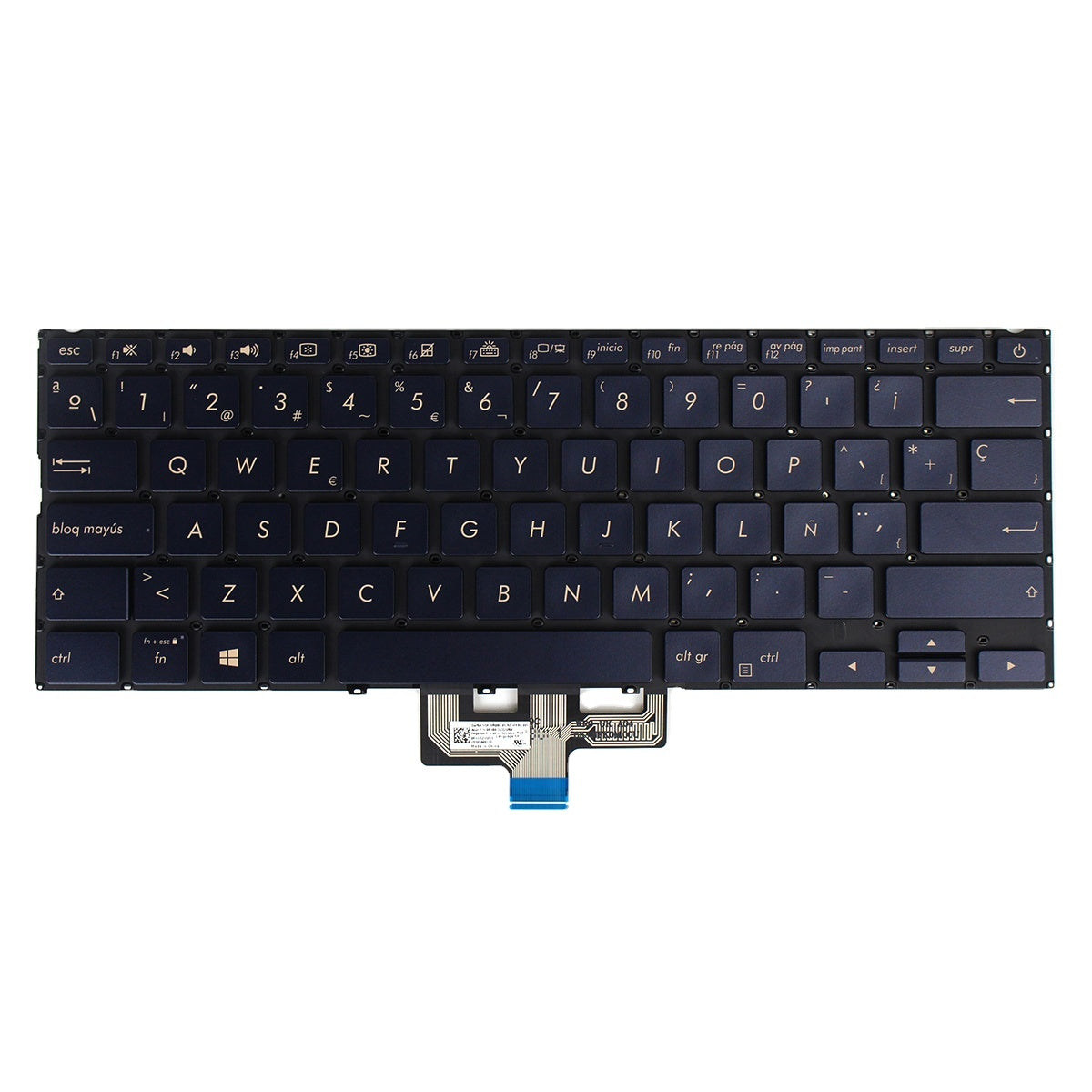 UX433 Spanish Laptop Keyboard SP Layout Plastic for 14 UX433/UX433F/UX433FA/UX433FN/UX433FL/UX434/U4300F Backlit Black — image 1