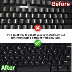 Hebrew Keyboard Stickers Waterproof ABS Material Black Background Blue Letters PC Laptop Keyboard Replacement — image 2