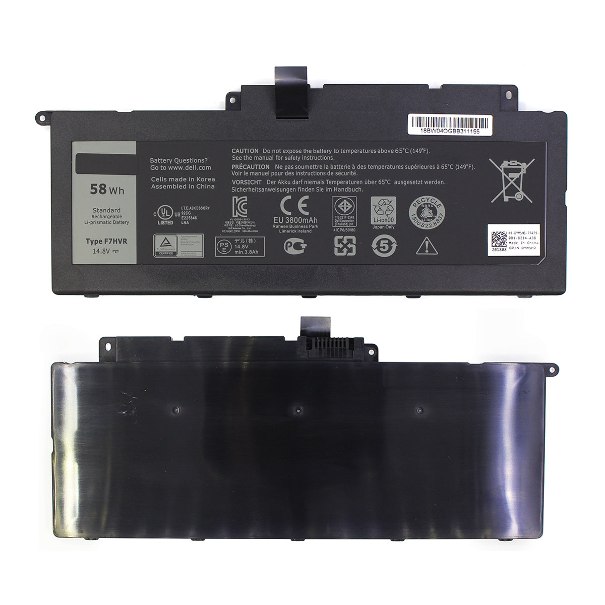 F7HVR Laptop Battery 14.8V 58Wh — image 1