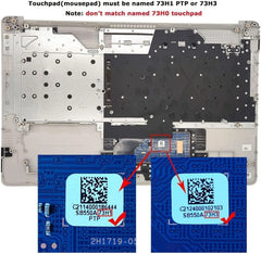 17-BY 17T 17-CA Palmrest with Keyboard and Touchpad — Underside and touchpad connector